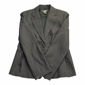 Banana Republic Pinstripe Blazer – Gray Fitted Career Jacket